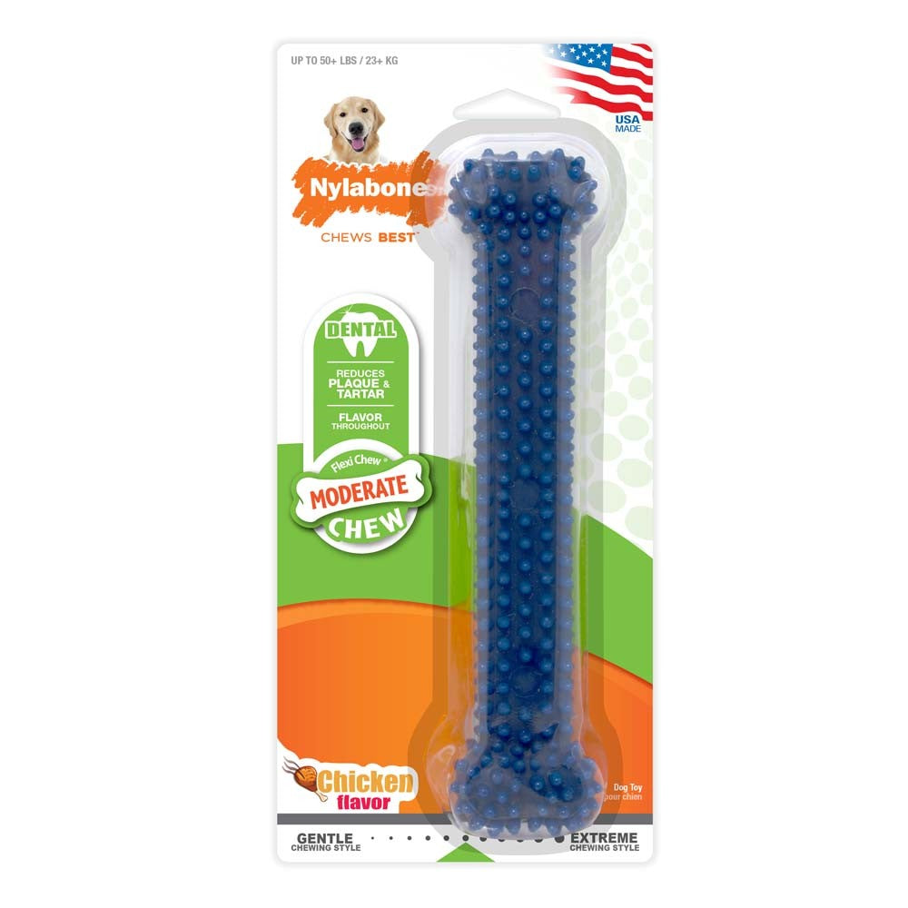 Nylabone Moderate Chew Textured Dog Dental Chew Toy Chicken 1ea/Large/Giant - Up To 50 lb