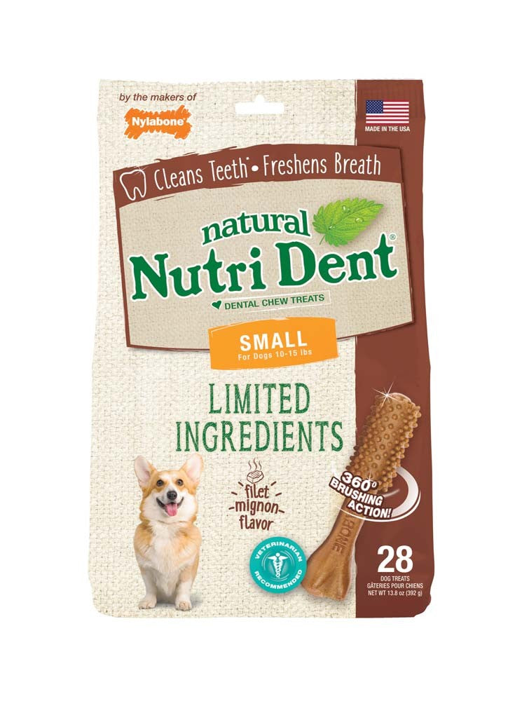 Nylabone Nutri Dent Filet Mignon Dog Dental Chews Filet Mignon 1ea/SMall - 10 Lbs. To 15 Ibs.