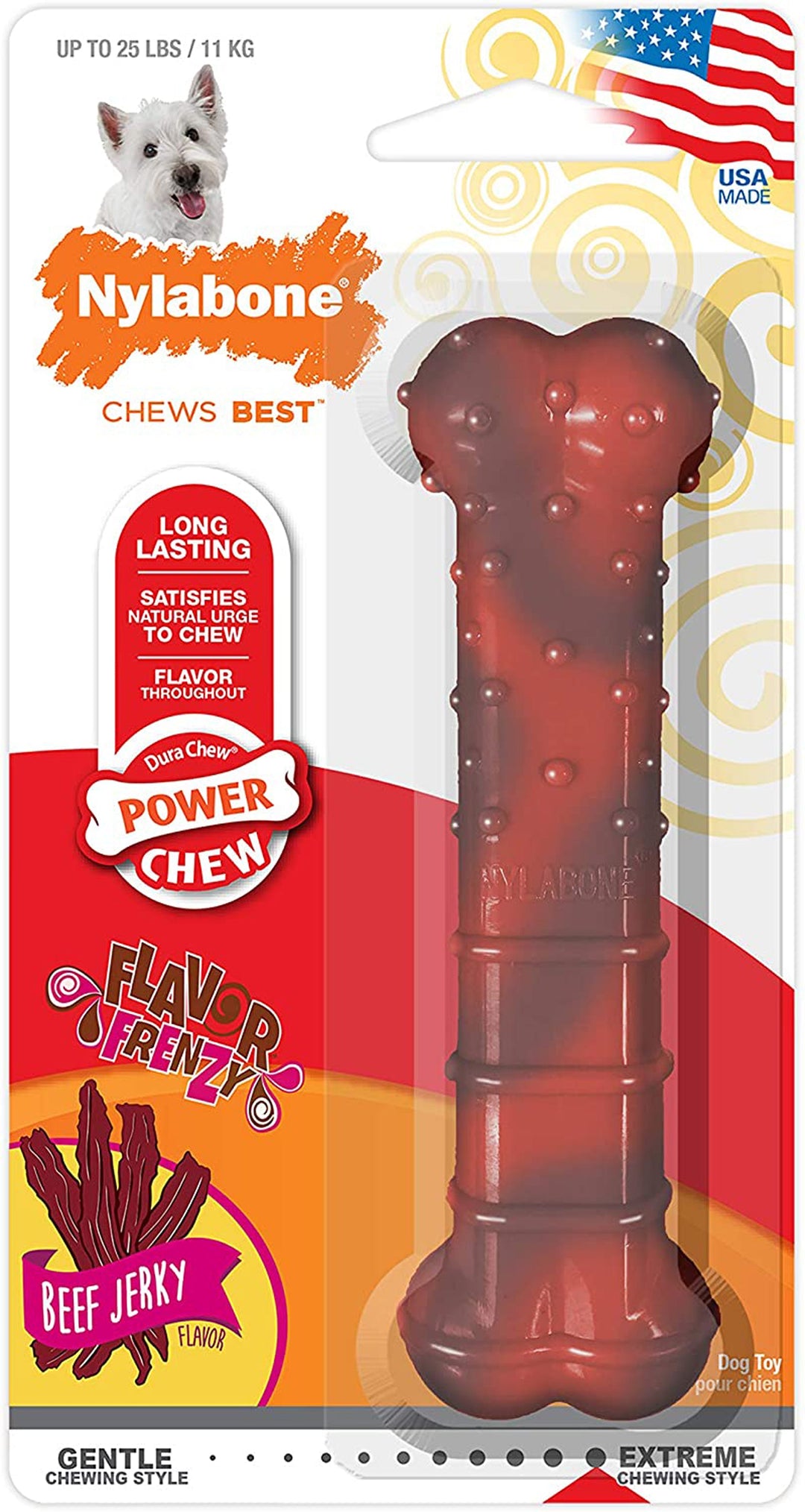 Nylabone Power Chew Durable Dog Chew Toys Twin Pack Beef Jerky & Chicken 1ea/SMall/Regular - Up To 25 Ibs.