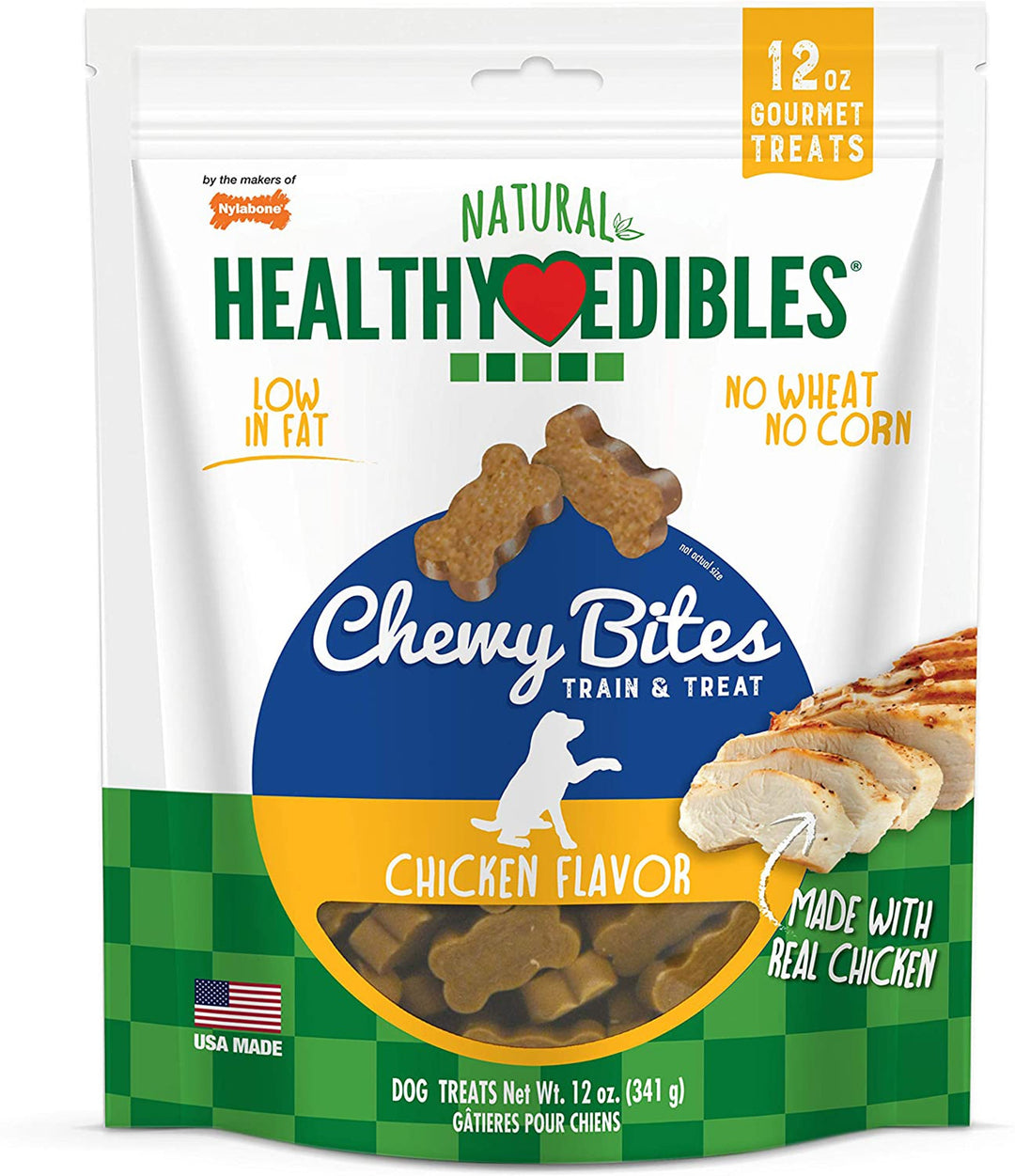 Nylabone Healthy Edibles Chewy Bites Soft Dog Treats Chicken 1ea/12 oz