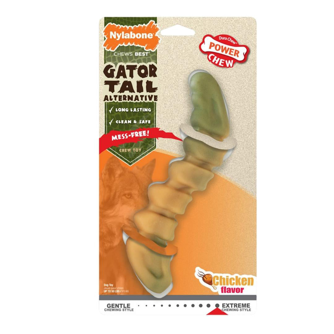 Nylabone Power Chew Gator Tail Alternative Chew Toy Chicken 1ea/Large/Giant - Up To 50 lb