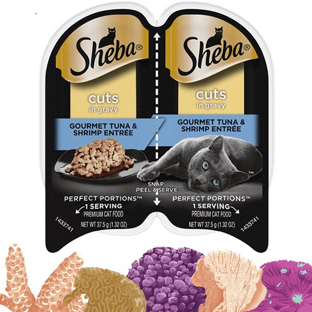 Sheba Perfect Portions Cuts in Gravy Wet Cat Food Gourmet Tuna & Shrimp 24ea/2.6 oz