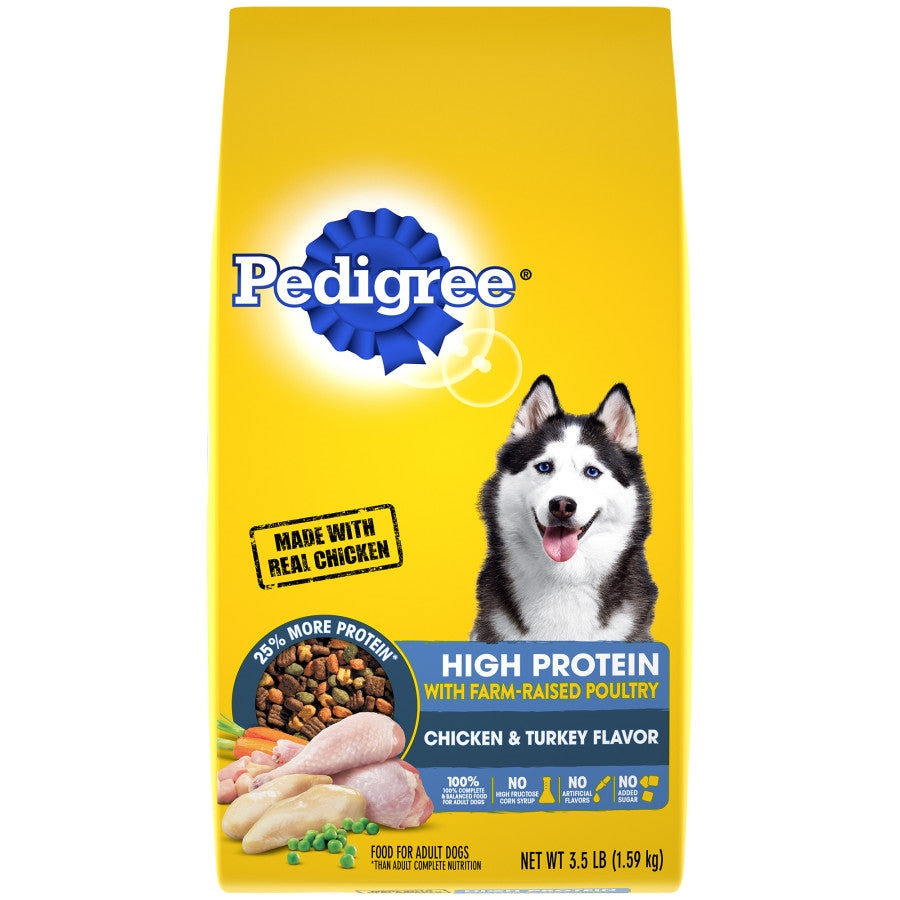 Pedigree High Protein Adult Dry Dog Food w/Farm-Raised Poultry Chicken & Turkey 1ea/3.5 lb