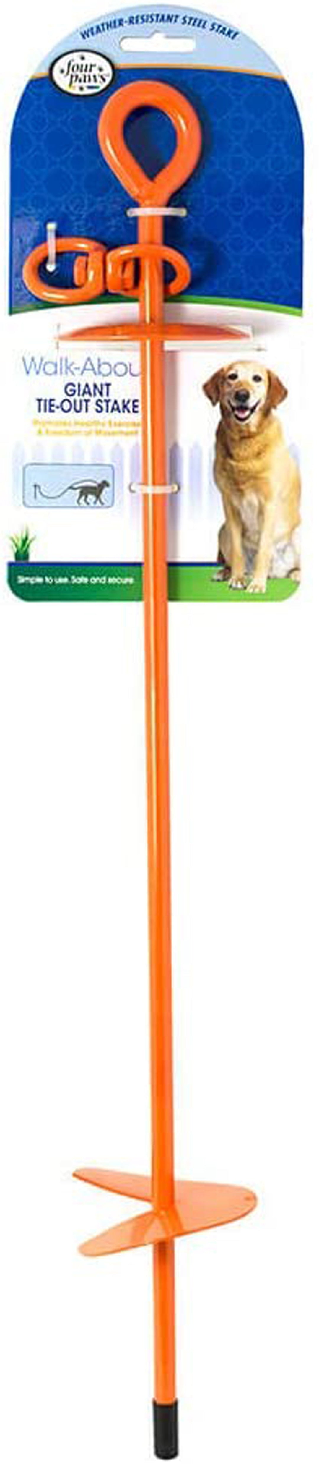 Four Paws Walk-About Dog Tie Out Stake Orange 1ea/28 in