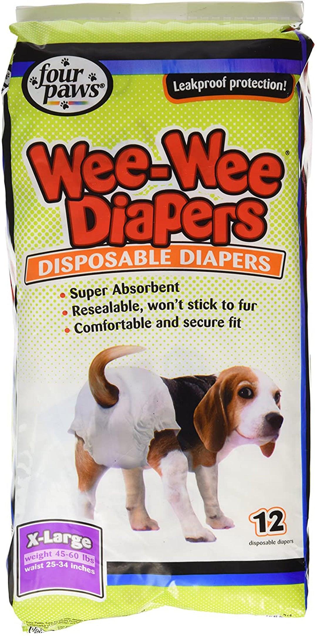 Four Paws Wee-Wee Disposable Dog Diapers Diaper 1ea/Large / XL (12 ct)