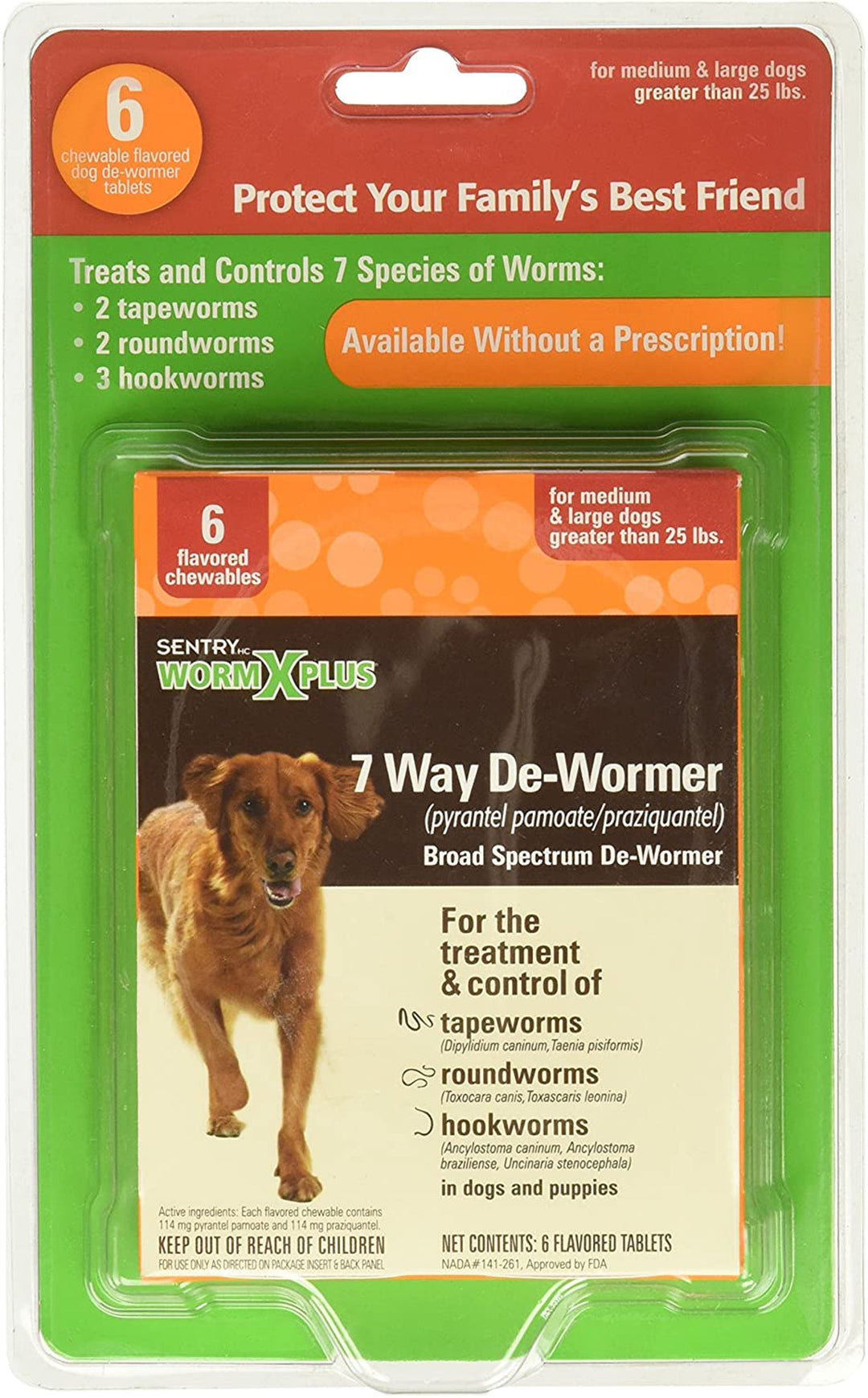 SENTRY Worm X Plus 7 Way De-Wormer for Large Dogs 1ea/2 ct