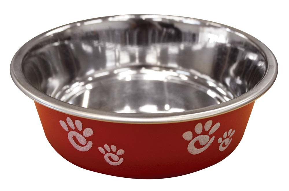 Spot Barcelona Stainless Steel Paw Print Dog Bowl Raspberry 8oz