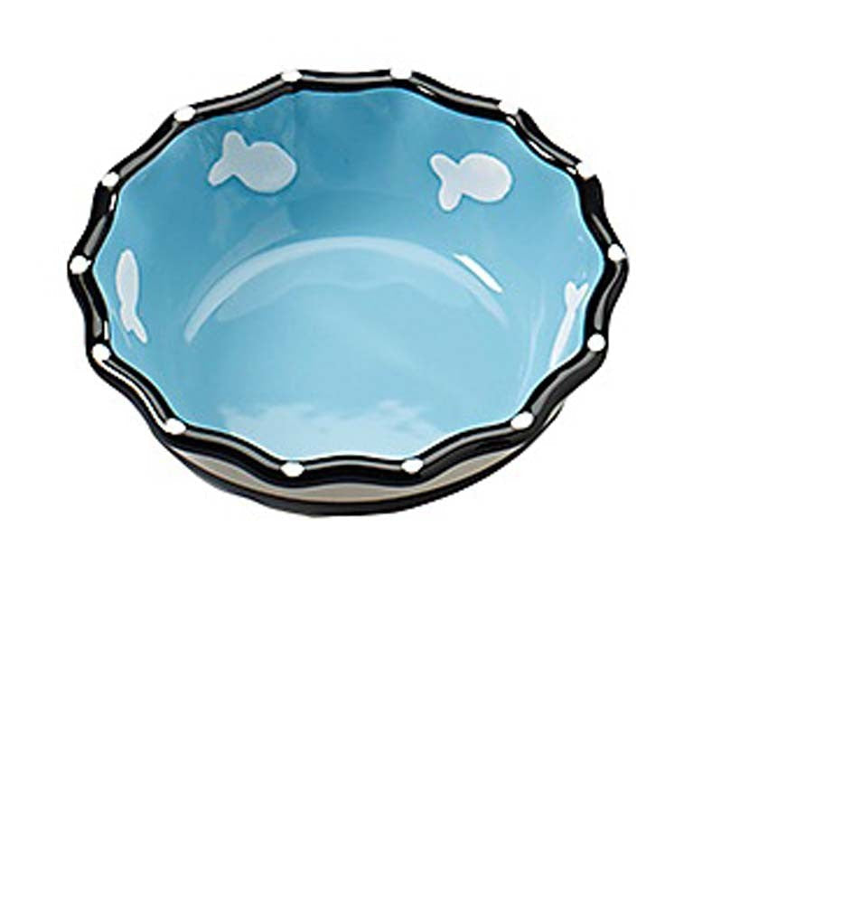 Ethical Products Spot Contemporary Ruffle Dish 5in Cat Blue