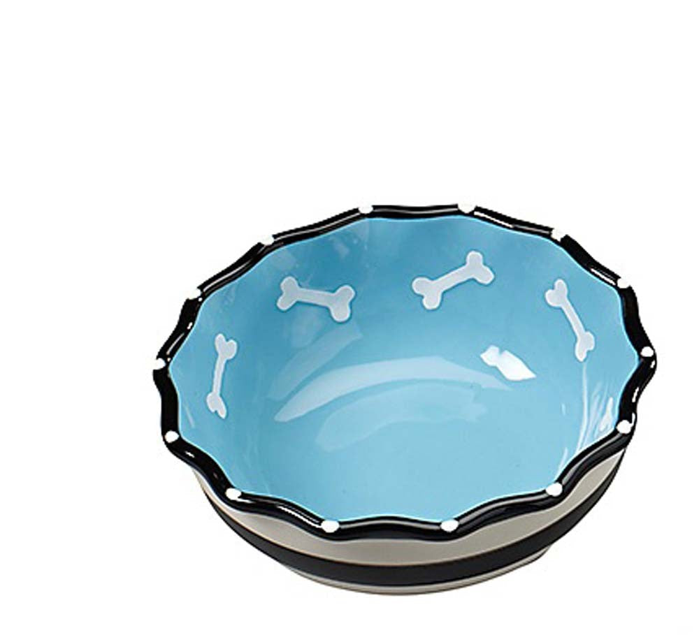 Spot Contemporary Ruffle Dog Bowl Blue 7in