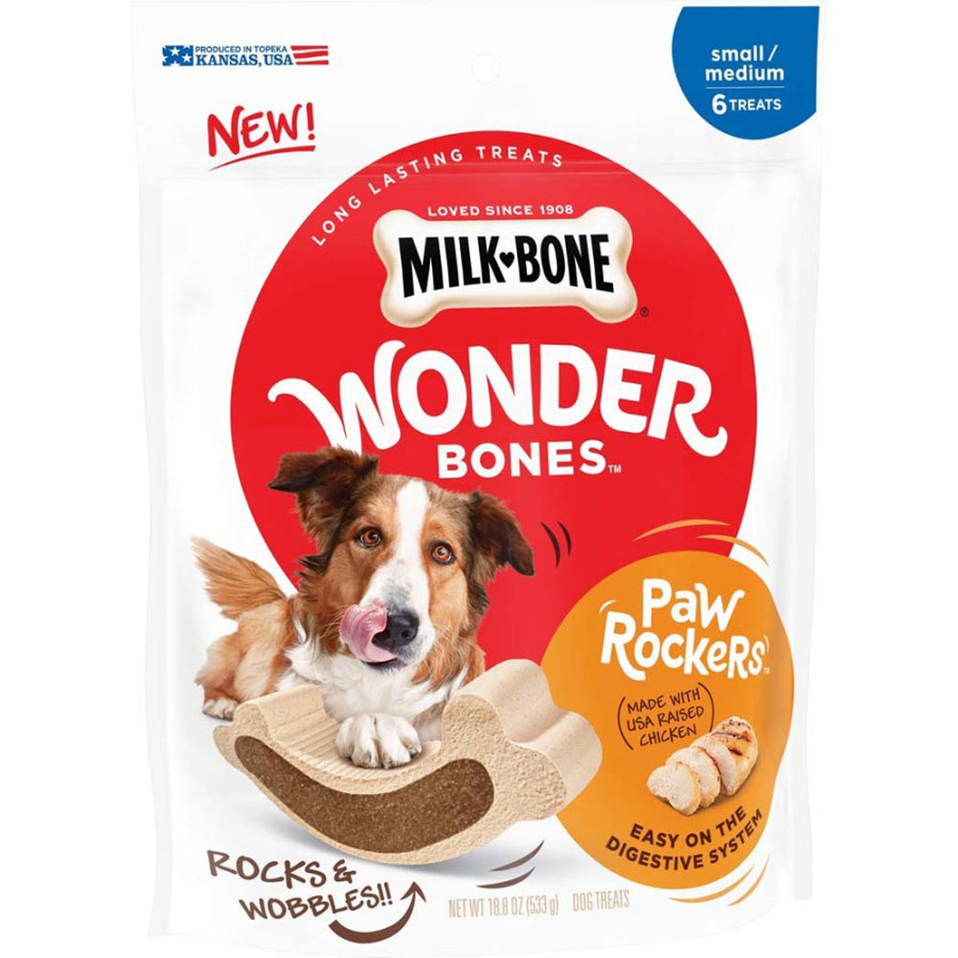 Milk-Bone Wonder Bones Paw Rockers Dog Treats Chicken 1ea/18.8 oz, 6 ct, SM/MD