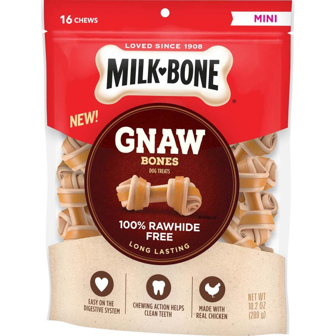 Milk-Bone Gnaw Bones Knotted Bones Dog Treats Chicken 1ea/10.2 oz, 16 ct, Mini