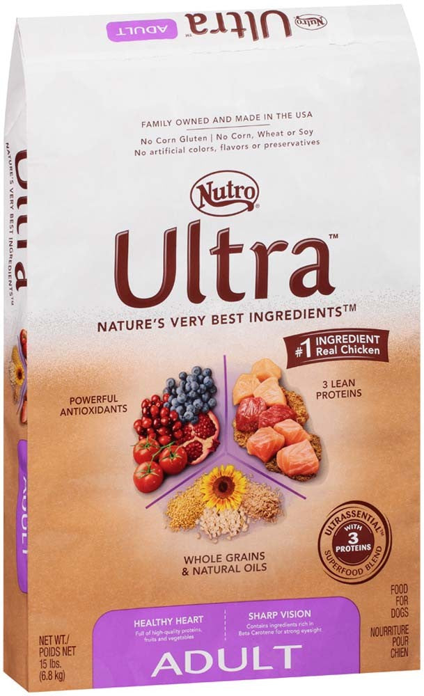 Nutro Products Ultra High Protein Adult Dry Dog Food Trio of Proteins from Chicken, Lamb, and Salmon 1ea/15 lb