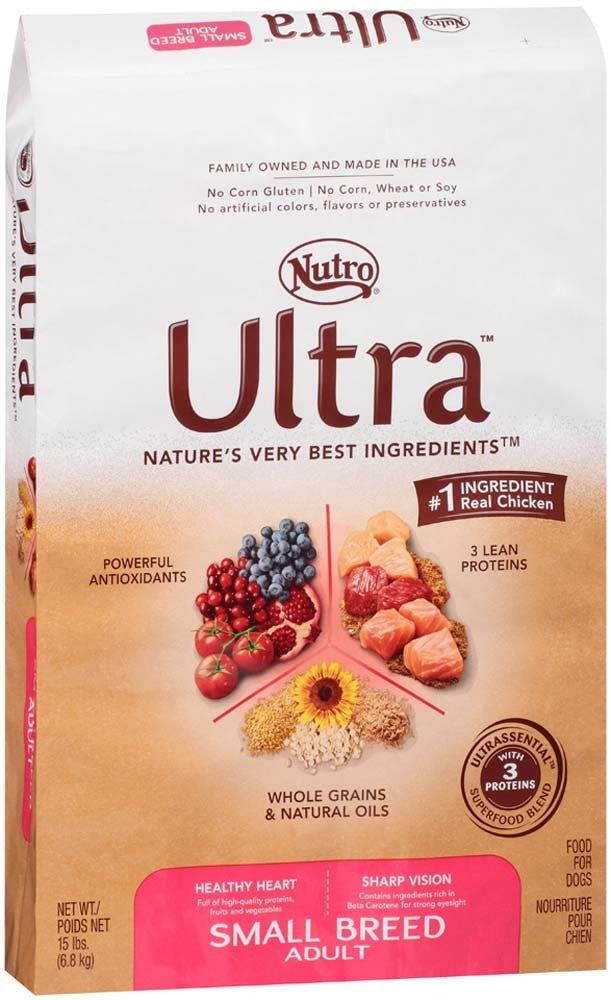 Nutro Products Ultra High Protein Small Breed Adult Dry Dog Food Trio of Proteins from Chicken, Lamb, and Salmon 1ea/15 lb