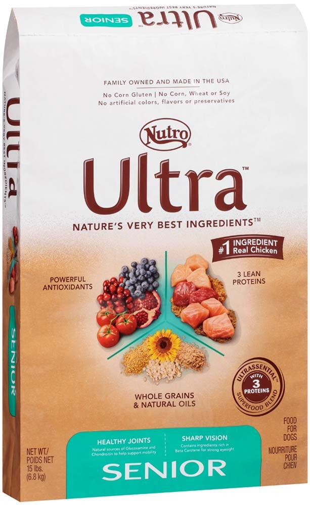 Nutro Products Ultra High Protein Senior Dry Dog Food Trio of Proteins from Chicken, Lamb, and Salmon 1ea/15 lb