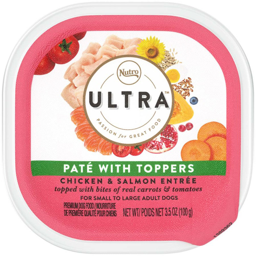 Nutro Products Ultra Grain Free Paté w/Toppers Adult Wet Dog Food Chicken w/Tomatoes & Carrots 3.5oz. (Case of 24)