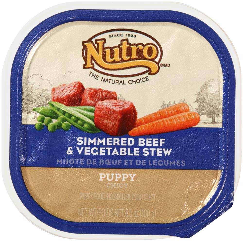 Nutro Products Grain Free Bites in Gravy Puppy Wet Dog Food Tender Beef, Pea & Carrot 3.5oz. (Case of 24)