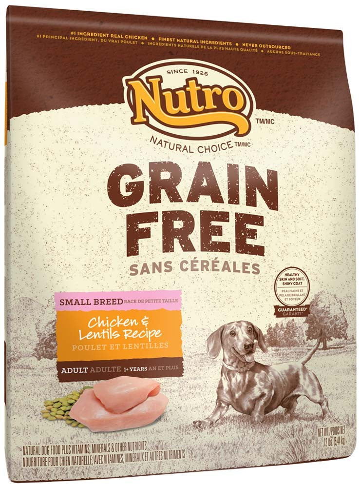 Nutro Grain Free Small Breed Adult Farm-Raised Chicken, Lentils And Sweet Potato Recipe Dry Dog Food 12 Pounds