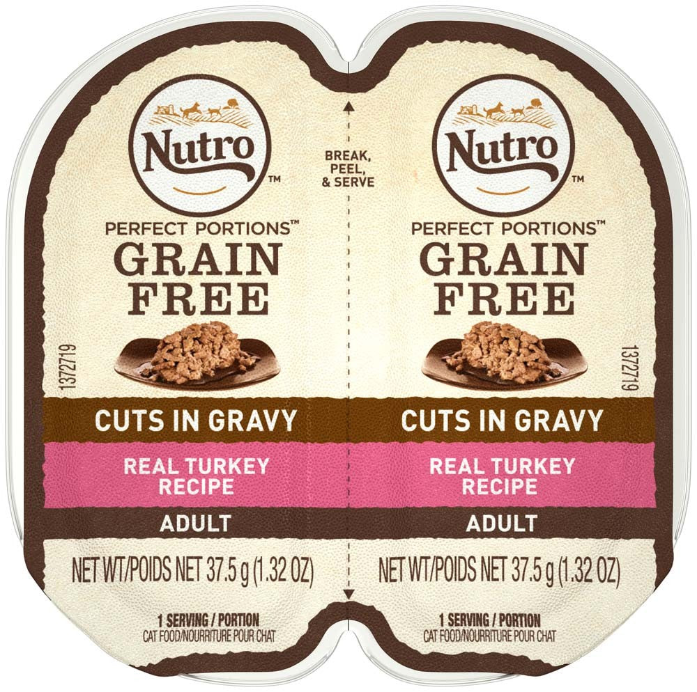 Nutro Products Perfect Portions Grain Free Cuts in Gravy Adult Wet Cat Food Turkey 24ea/2.6 oz, 24 pk