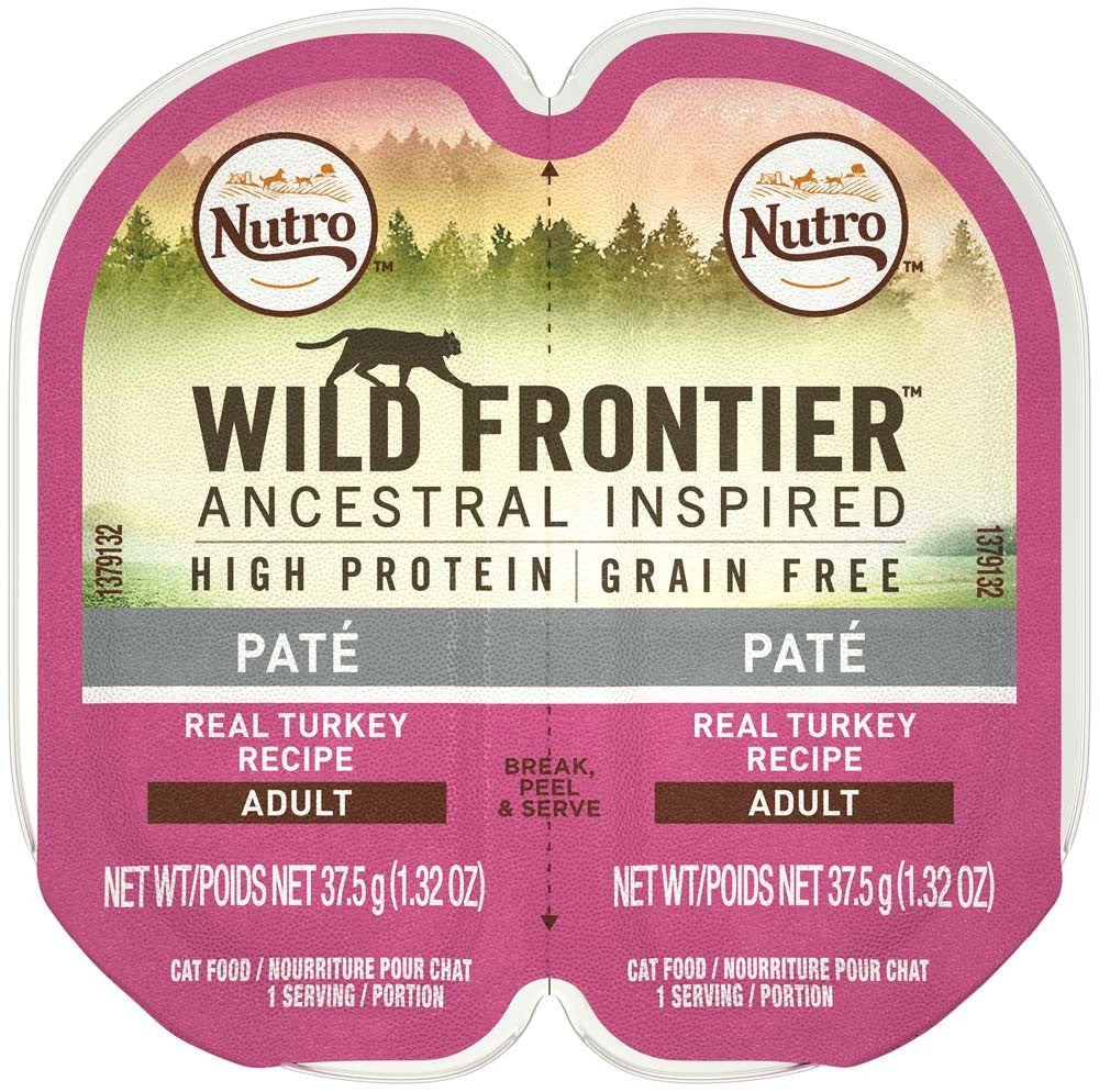 Nutro Wild Frontier Perfect Portions Pate Real Turkey Wet Cat Food Tray 2.65oz. (Case Of 24)