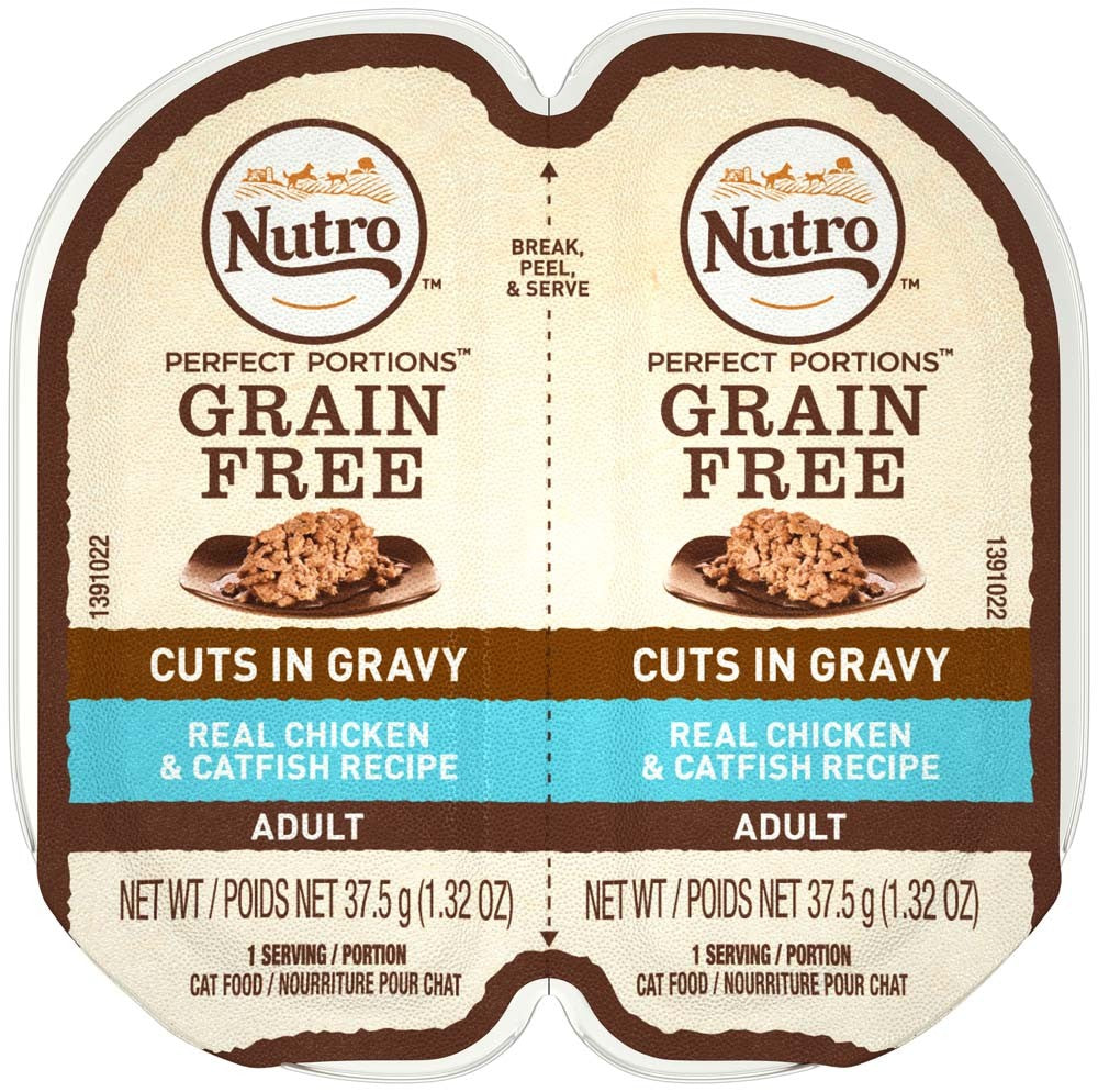 Nutro Products Perfect Portions Grain Free Cuts in Gravy Adult Wet Cat Food Chicken & Catfish 24ea/2.6 oz, 12 pk