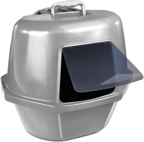 Van Ness Plastics Enclosed Corner Cat Litter Box Silver 1ea/LG