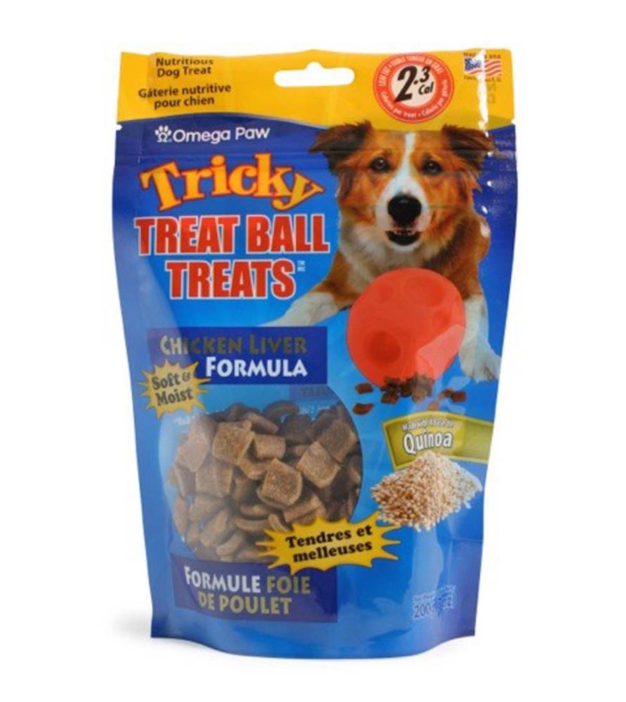 Omega Paw Tricky Treat Ball Dog Treats Chicken 1ea/7 oz