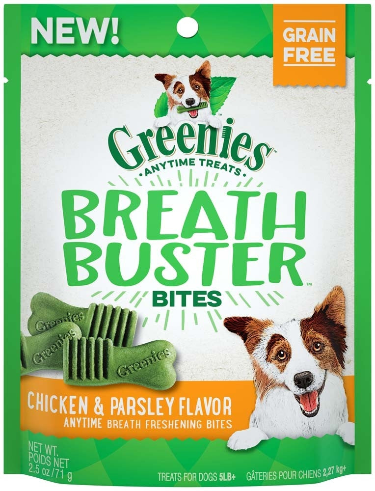 GREENIES BREATH BUSTER Bites Chicken & Parsley Flavor Treats 2.5oz