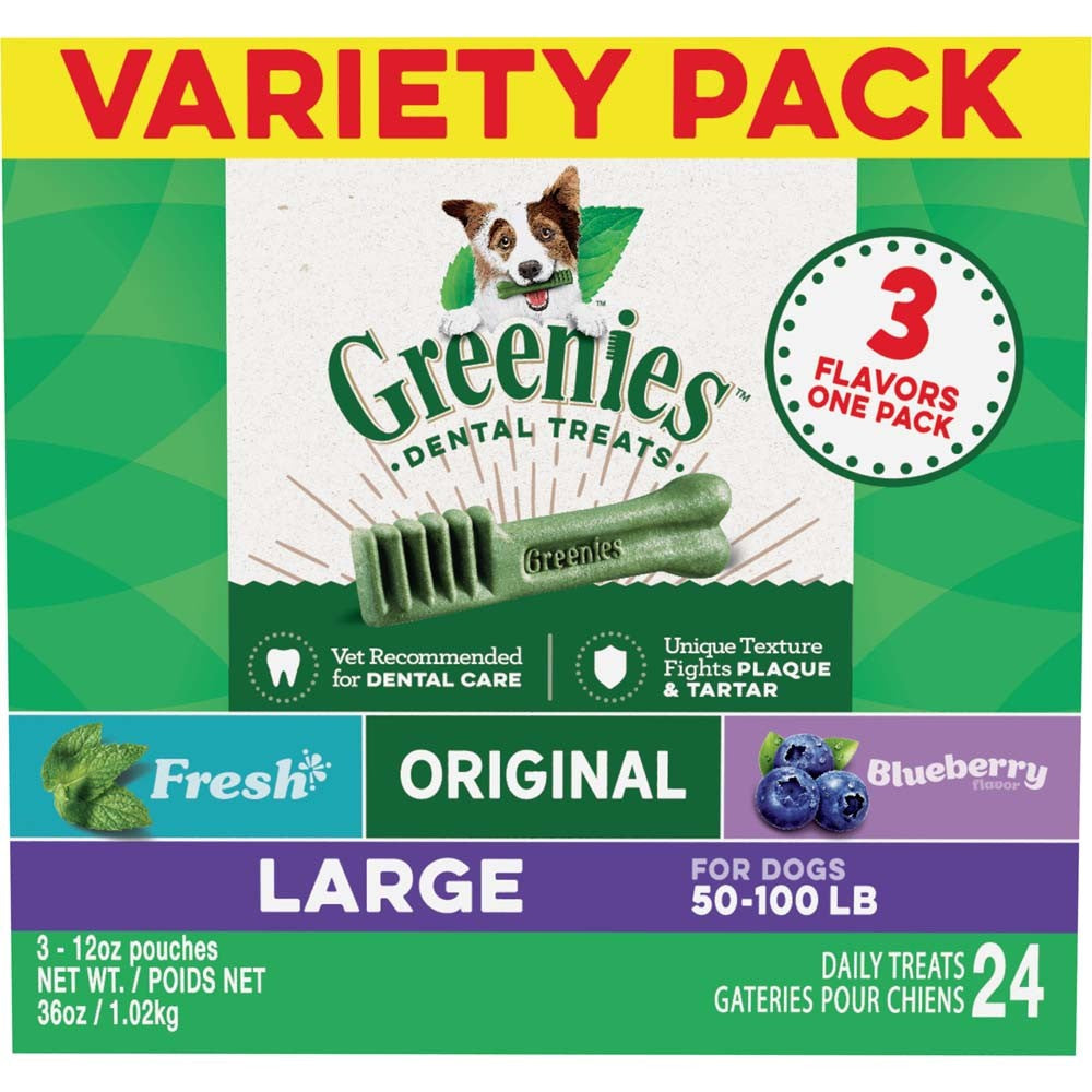 Greenies 3-Flavor Variety Pack Dog Dental Treat Large 1ea/36 oz, 24 ct