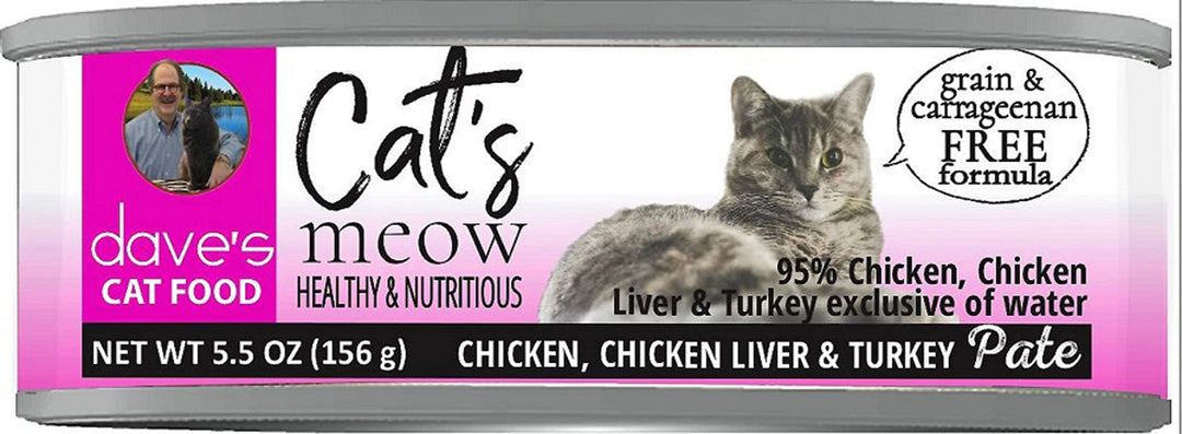 Dave's Pet Food Cat's Meow 95% Chicken with Liver 5.5oz. (Case of 24)