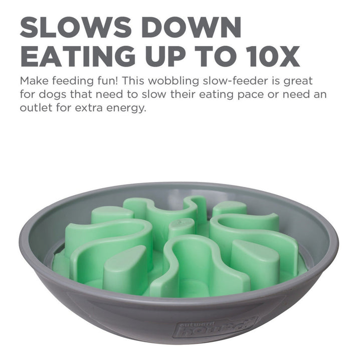 Outward Hound Fun Feeder Wobble Slo-Bowl Dog Bowl Mint, 1ea/20oz.