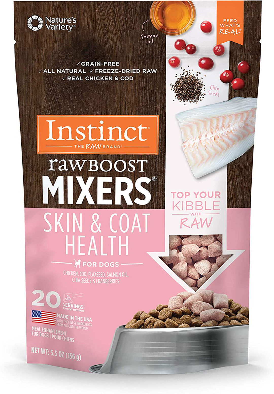 Natures Variety Raw Boost Mx Dog Skin Coat Health 5.5oz. Instinct Freeze Dried (Case Of 12)