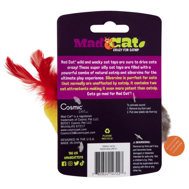 Mad Cat Pizza Hog w/Catnip Silvervine Cat Toy 1ea/2 pk