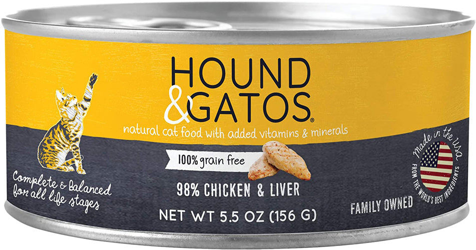 Hound and Gatos Cat Grain Free Chicken and Liver 5.5oz.(Case of 24)