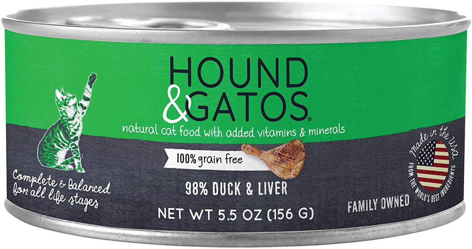 Hound and Gatos Cat Grain Free Duck and Liver 5.5oz. (Case of 24)