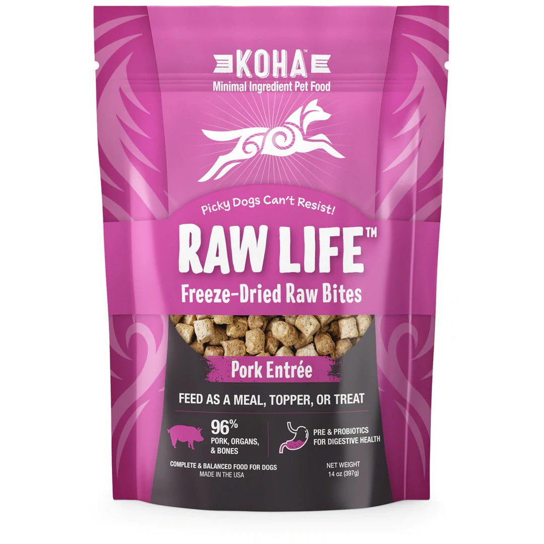 Koha Dog Grain Free Raw Freeze Dried Bites Pork 14oz.