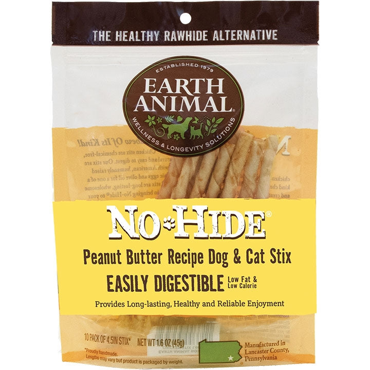 Earth Animal Nohide Peanut Butter Stix 10 Pk