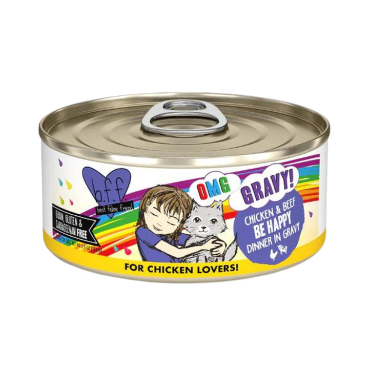 BFF Cat Omg Chicken and Beef Be Happy Dinner in Gravy 5.5oz. (Case of 8)