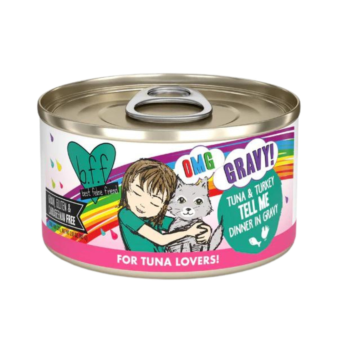 BFF Cat Omg Tuna and Turkey Tell Me Dinner in Gravy 2.8oz. (Case of 12)