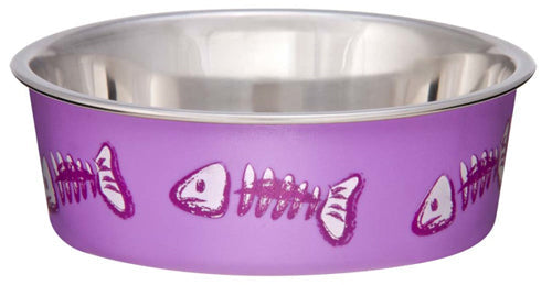 Loving Pets Bella Designer Fish Skeleton Cat Dish Lilac 1ea/XS