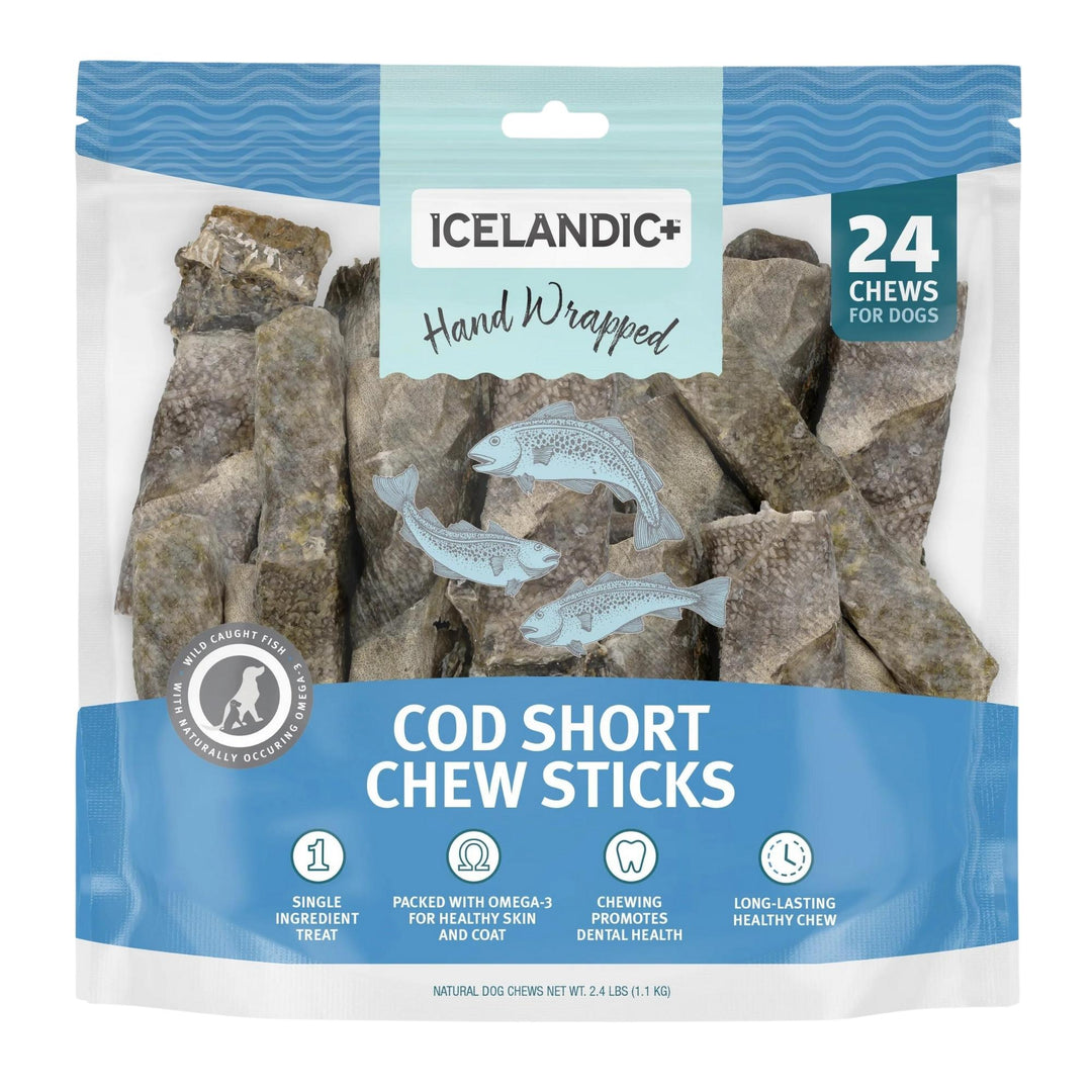 Icelandic Dog Cod Skin Chew Stick 5 Inch 24 Pack