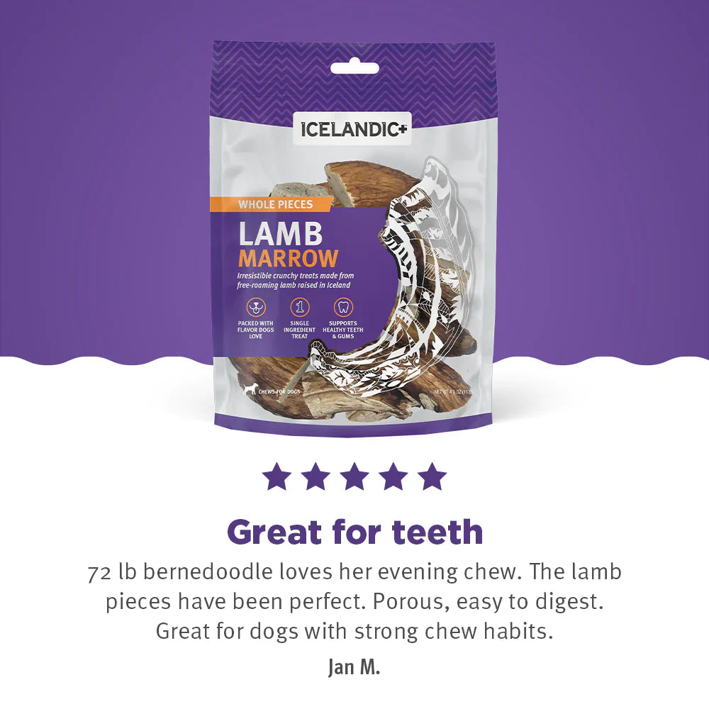 Icelandic  Lamb Marrow Whole Pieces Dog Treat 4.5-oz. Bag