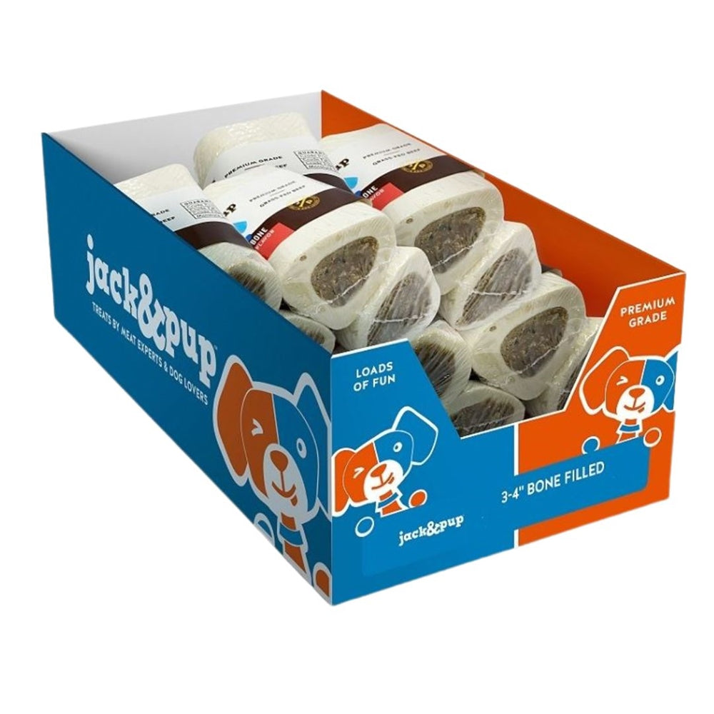 Jack & Pup D 3-4" Filled Bone  Bully 18Ct Disp Box