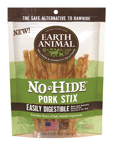 Earth Animal Nohide Pork Stix 10 Pk