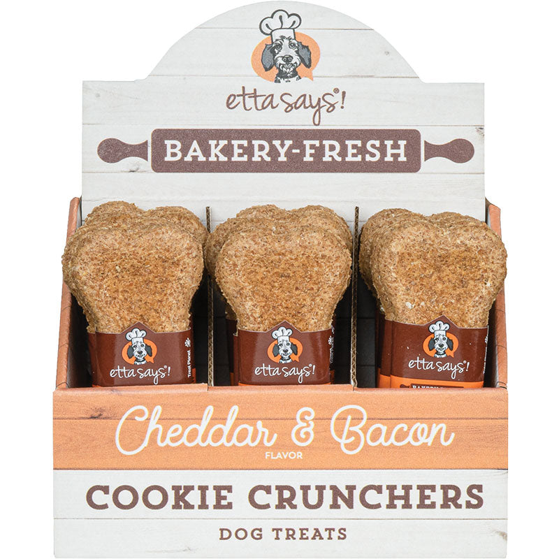 Etta Says! Cookie Cruncher Dog Treat Cheddar & Bacon 24ea/5 in