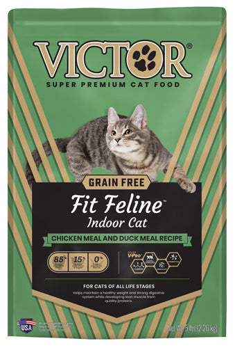 Victor Super Premium Dog Food Fit Feline Indoor Dry Cat Food Chicken & Duck 1ea/5 lb