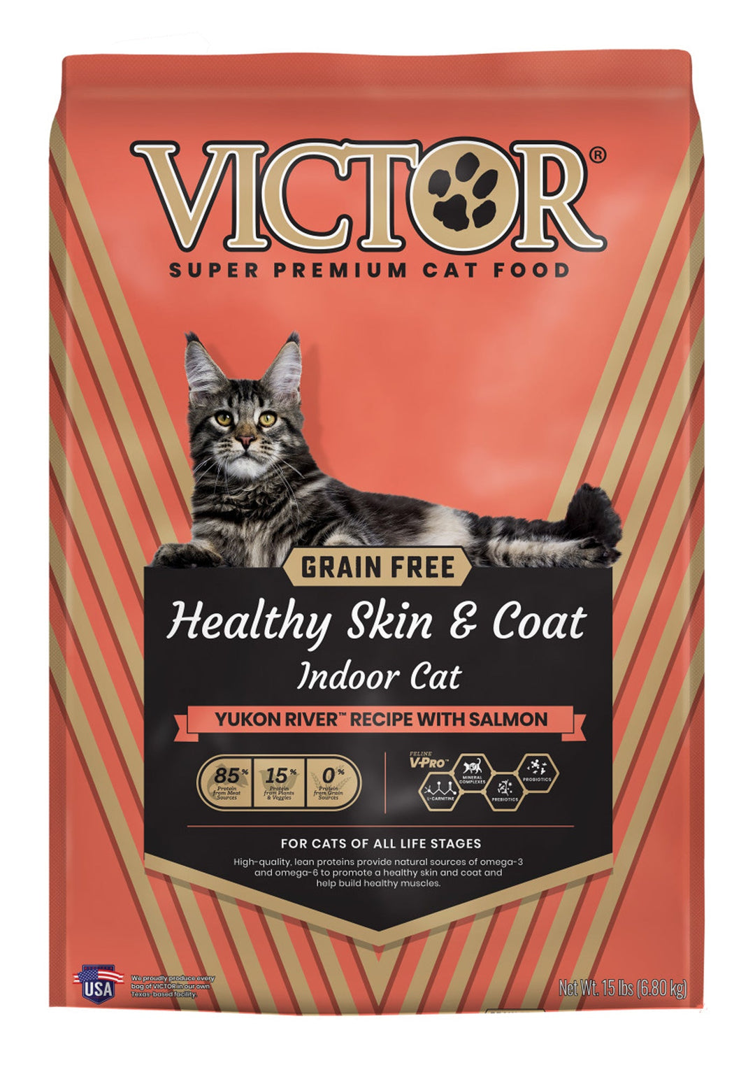 Victor Super Premium Dog Food Healthy Skin & Coat Indoor Dry Cat Food Yukon River w/Salmon 1ea/15 lb