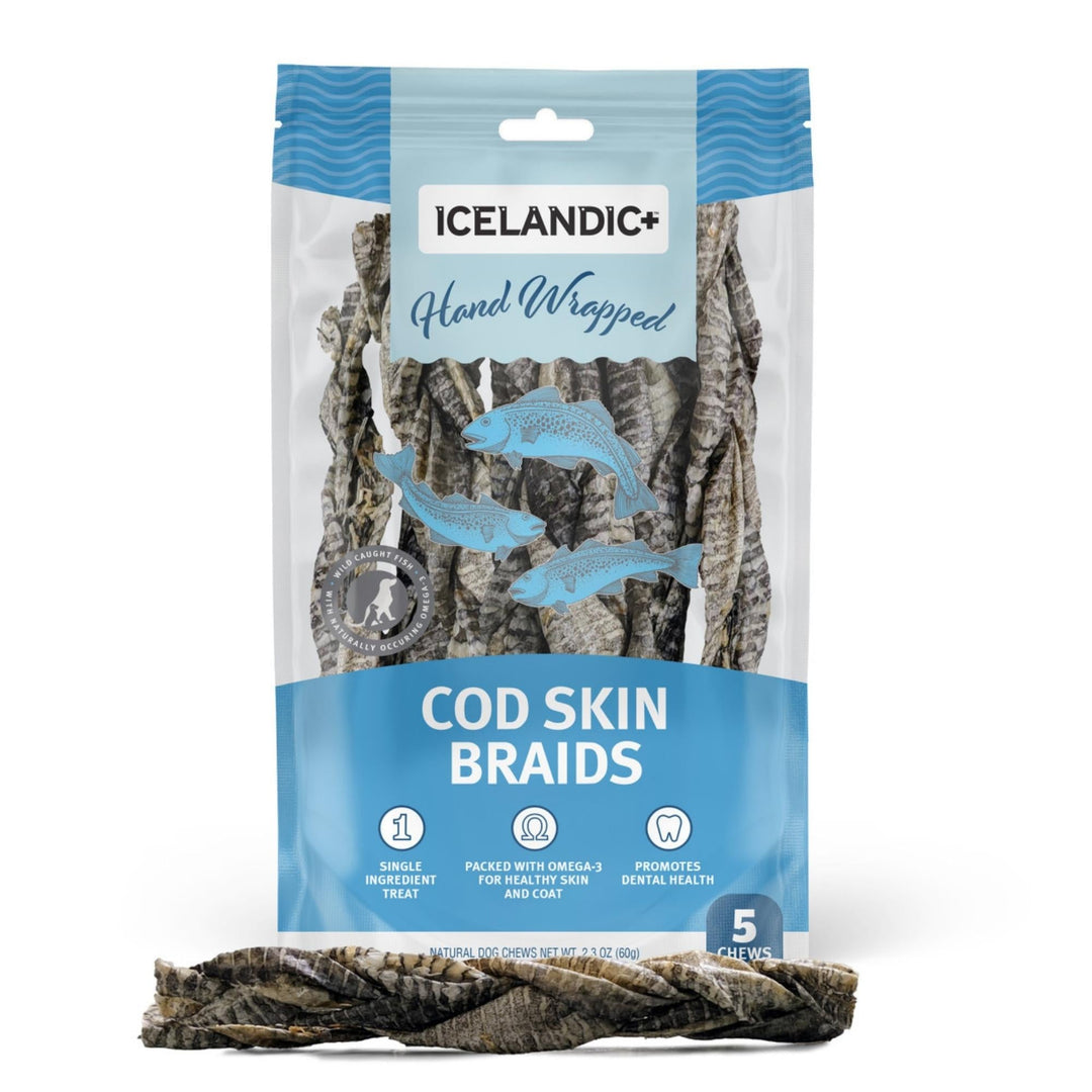 Icelandic Dog Cod Skin Braided 7 Inch 5 Pack