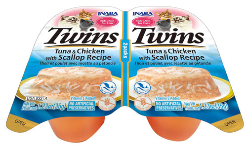 **Inaba Cat Twin Cups Tuna Chicken Scallop 2.46oz. (6 Count)