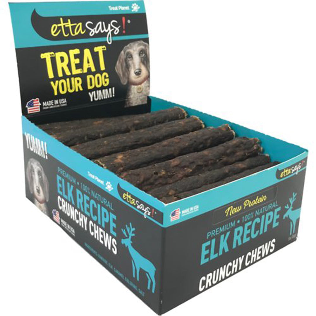 Etta Says! Crunchy Elk Chew Dog Treat Elk 20ea/7 in, 20 ct