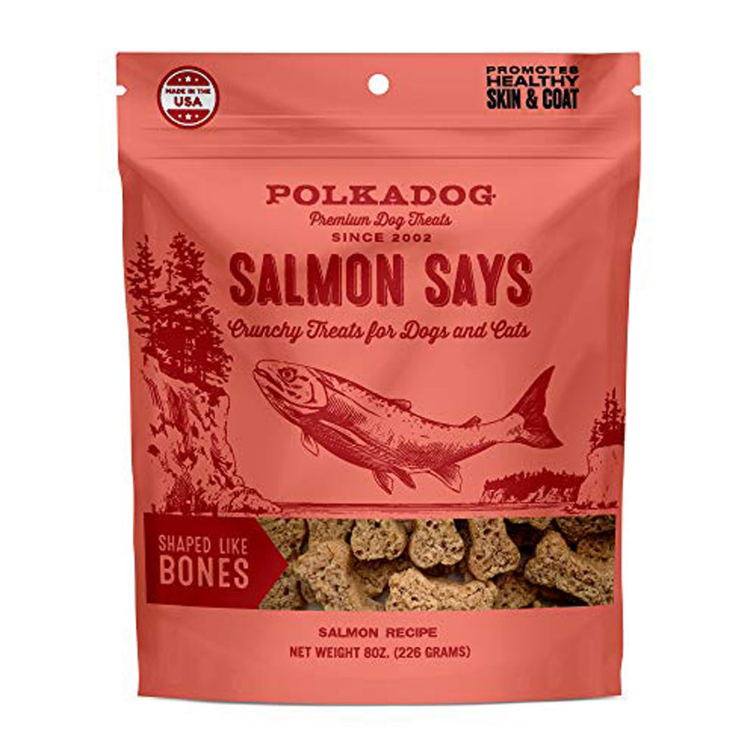 Polka Dog - Salmon Says Bone Shaped - 8oz.